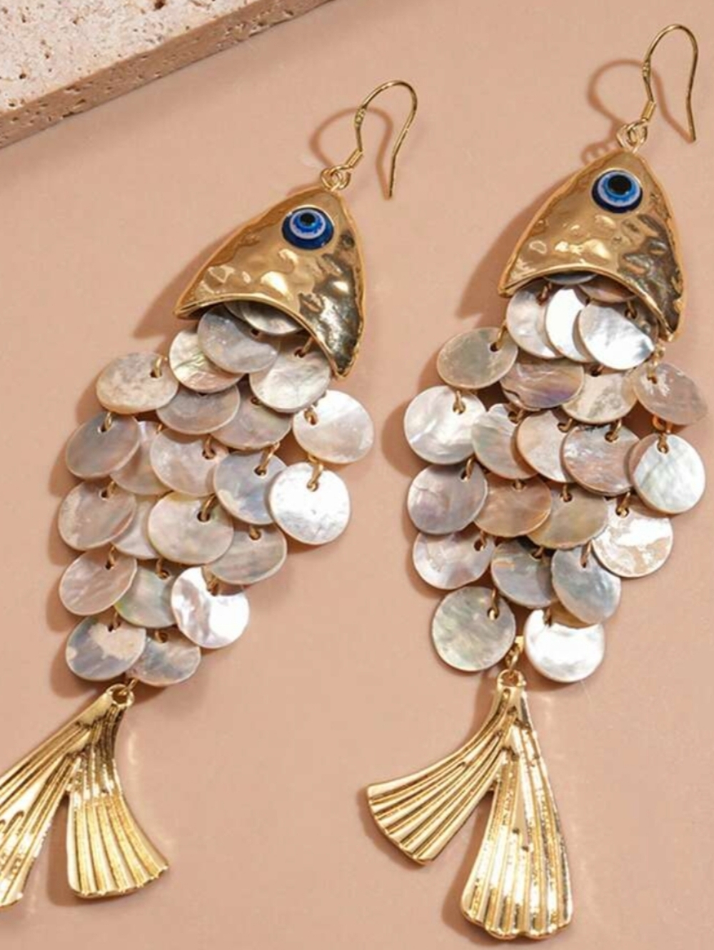 Boho Fashion Jewelry Gold Fish Dangle Earrings Statement NEW